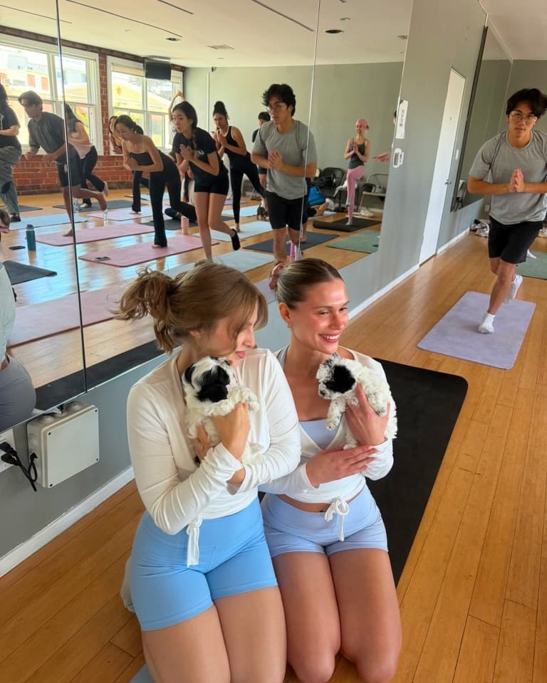 Puppy yoga class near UCLA in Westwood, Los Angeles